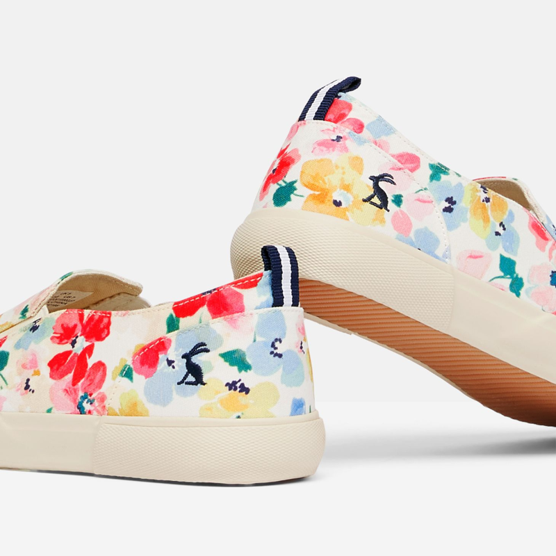 Joules Fay Slip On Trainer - White Floral -2